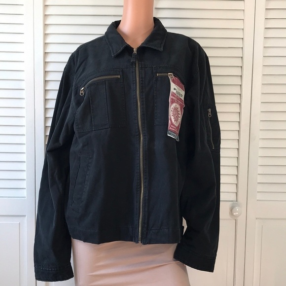 PLUGG JEAN CO. Black Cotton Zip Up Jacket Size Large - Picture 1 of 12